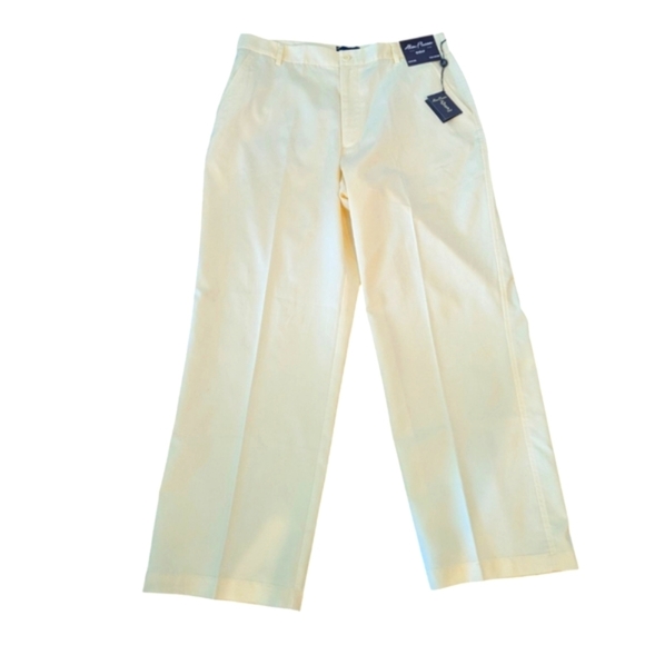 Alan Flusser Buttery Yellow Chinos Golf Flat-Front Pants NWT W36 L30 - Picture 1 of 7